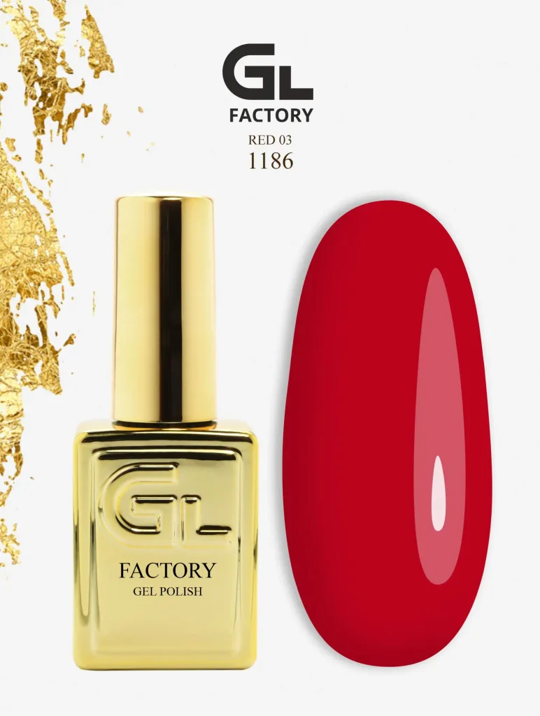 GL 1186 GOLD Gel Polish Red 03 15g TPO FREE